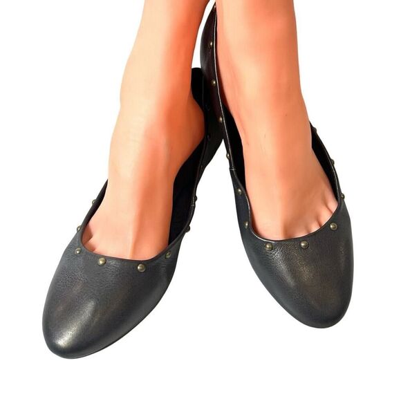 Kork-Ease Womens Sz 9M Comfort Casual Pewter Leather Slip On Studded Flat Loafer - Picture 2 of 12